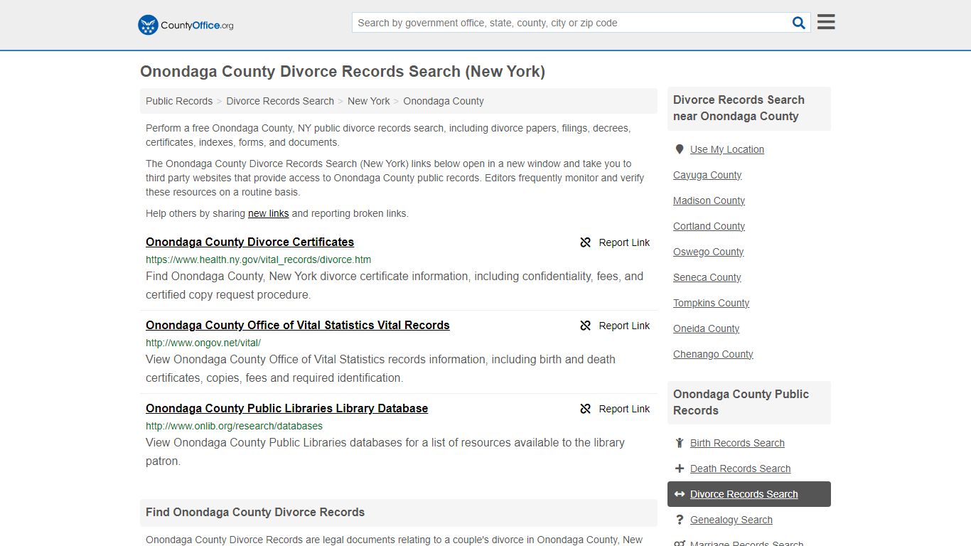 Onondaga County Divorce Records Search (New York) - County Office
